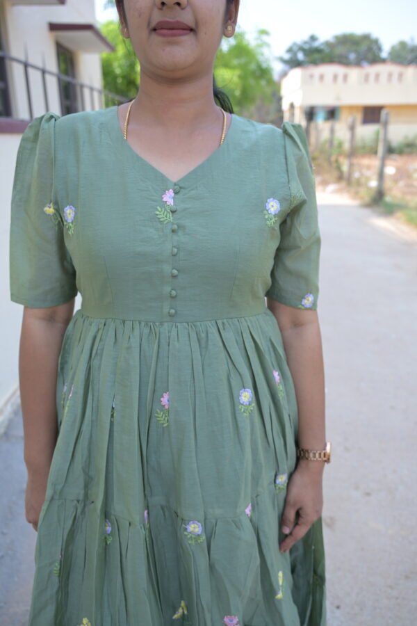 Green Mulchanderi Frock(LIVA007)