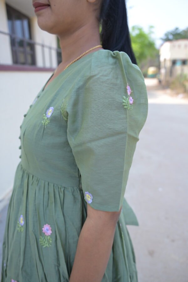 Green Mulchanderi Frock(LIVA007)