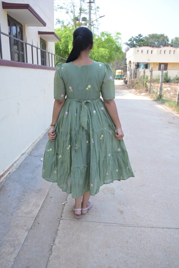 Green Mulchanderi Frock(LIVA007)