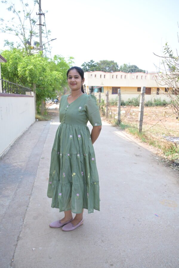 Green Mulchanderi Frock(LIVA007)