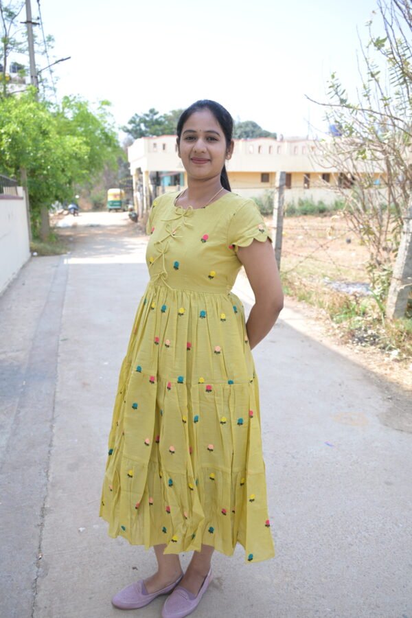 Yellow Mulchanderi Frock(LIVA001)