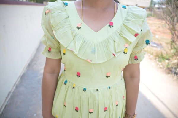 Pista Green Mulchanderi Frock(LIVA003)