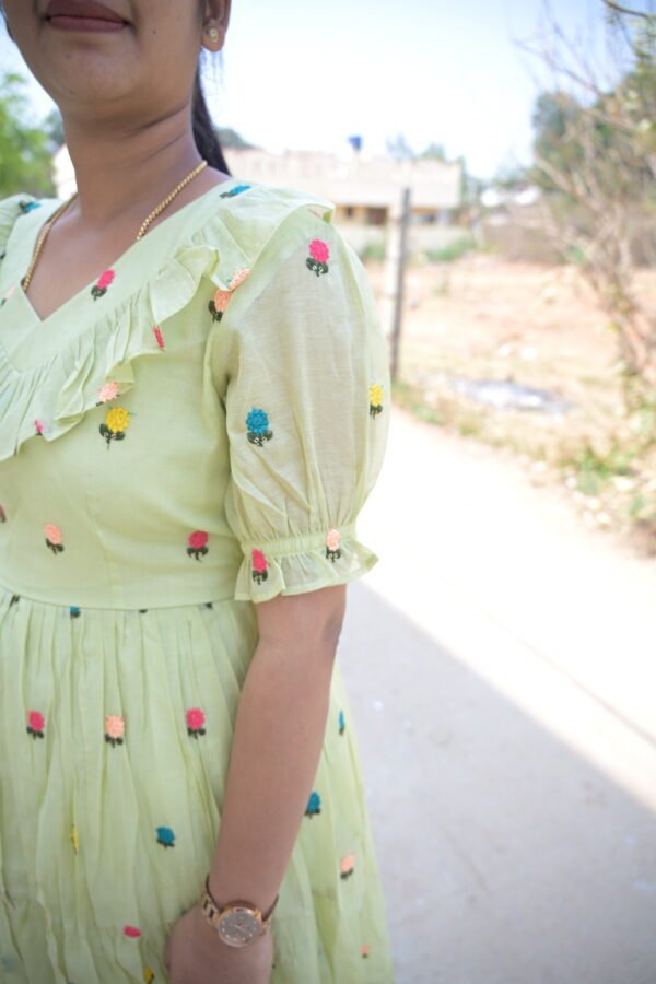 Pista Green Mulchanderi Frock(LIVA003)