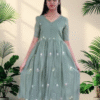 Green Mulchanderi Frock(LIVA007)