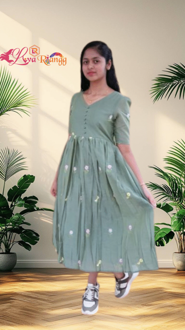 Green Mulchanderi Frock(LIVA007)