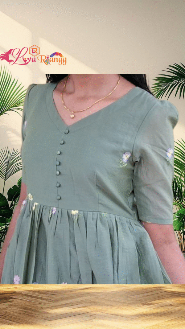 Green Mulchanderi Frock(LIVA007)