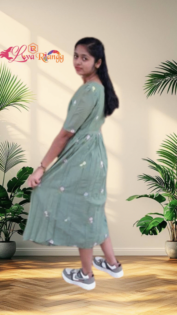 Green Mulchanderi Frock(LIVA007)