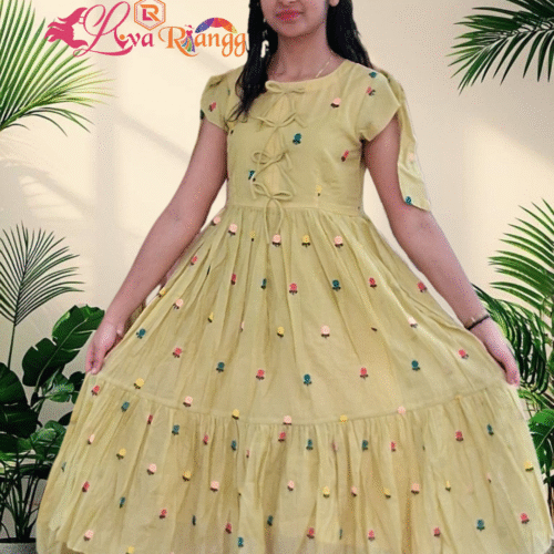 Yellow Mulchanderi Frock(LIVA001)