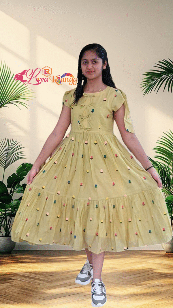 Yellow Mulchanderi Frock(LIVA001)