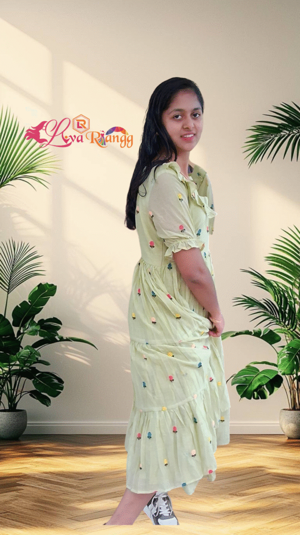 Pista Green Mulchanderi Frock(LIVA003)