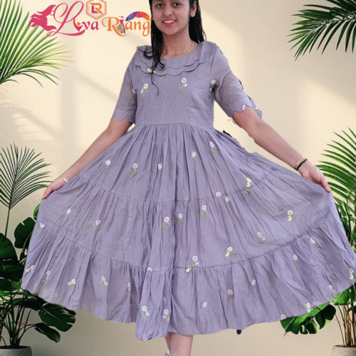 Purple Mulchanderi Frock(LIVA006)