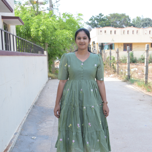 Green Mulchanderi Frock(LIVA007)