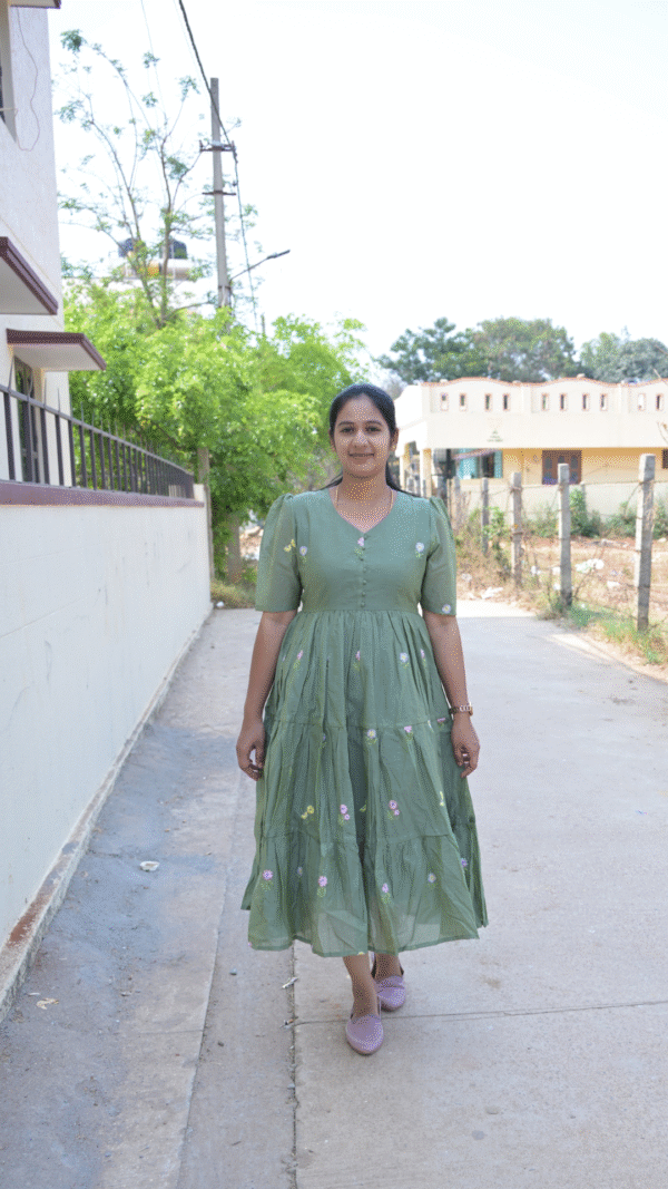 Green Mulchanderi Frock(LIVA007)