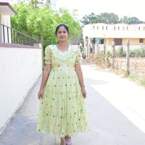 Pista Green Mulchanderi Frock(LIVA003)