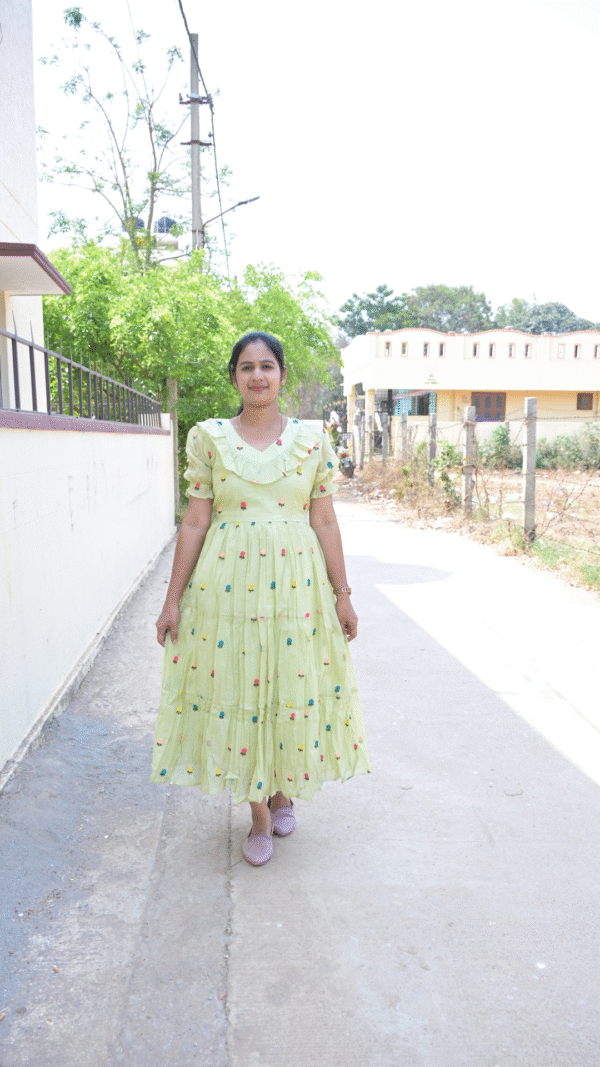 Pista Green Mulchanderi Frock(LIVA003)