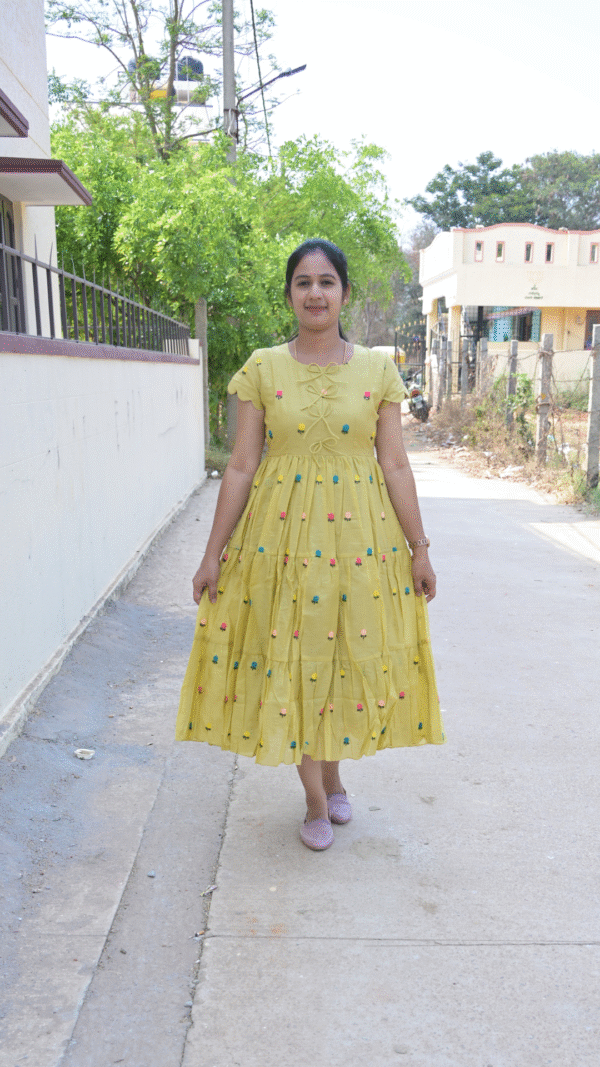 Yellow Mulchanderi Frock(LIVA001)