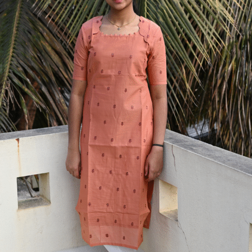 Brown MulCotton Scallop Kurti