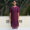Wine Vneck MulCotton Kurta