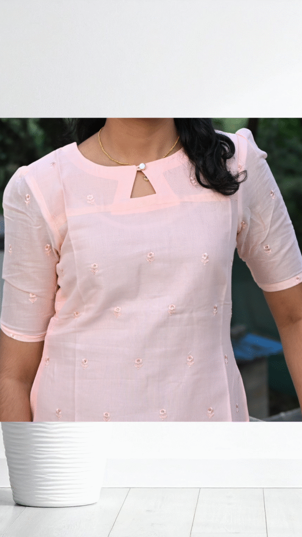 Pastel Peach Mul Cotton Kurti