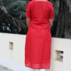 Red Mulcotton Scaloop Kurta