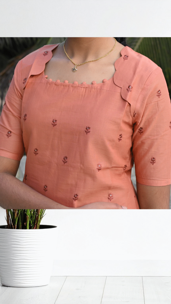 Brown MulCotton Scallop Kurti