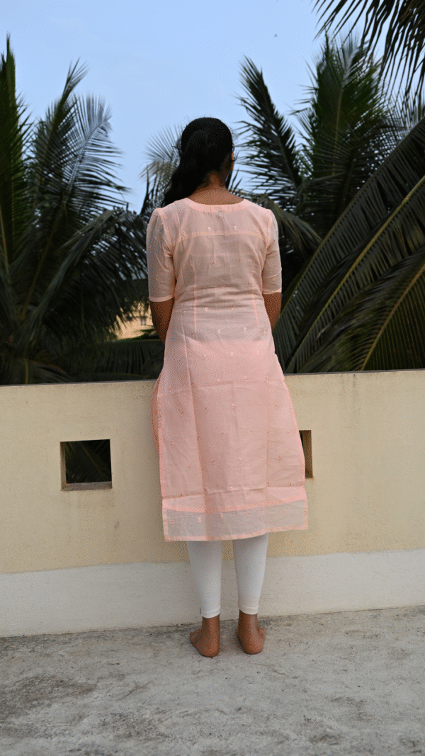 Pastel Peach Mul Cotton Kurti