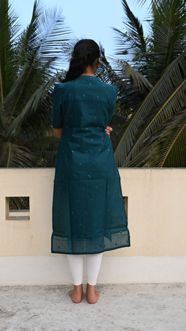 Dark Teal Mulcotton Kurta
