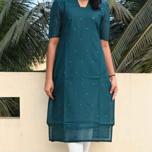 Dark Teal Mulcotton Kurta